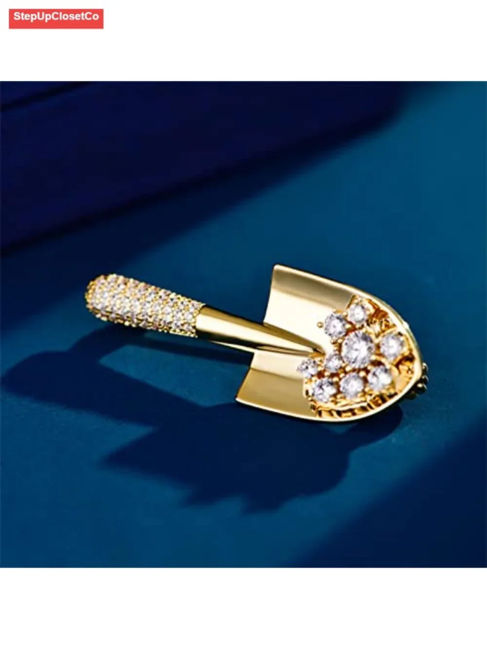Gold Plated Copper Brooch Pin with Zircon Gemstone - Stylish Women's Costume